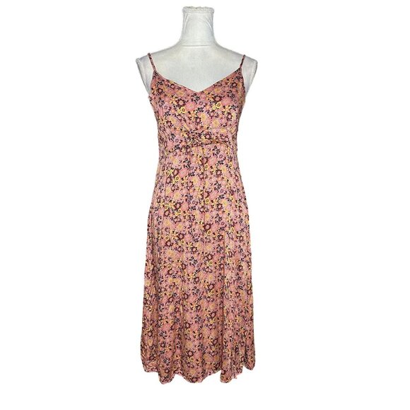 Rewind Dresses & Skirts - Rewind XL Floral Maxi Dress Pink Orange Boho Slit Summer